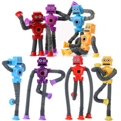 Pop Tubes Robot Bulk Stretchy Fidget Toy 8 Pcs Travel Toys for Toddlers Telescopic Suction Cup Bendable Robotics Sensory Toys for Autism Back to School Gifts Kids Boys Girls (8 pcs)