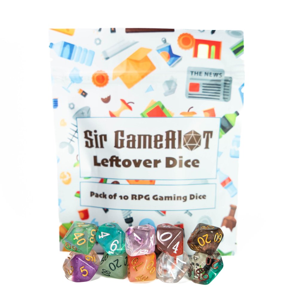 Leftover Dice - Mixed Random Set of 10 x D10 | Sir GameAlot Resin and Acrylic | Dungeons and Dragons (D&D) and Other Role Playing Games (RPG) (D10 (10 x10-sided))