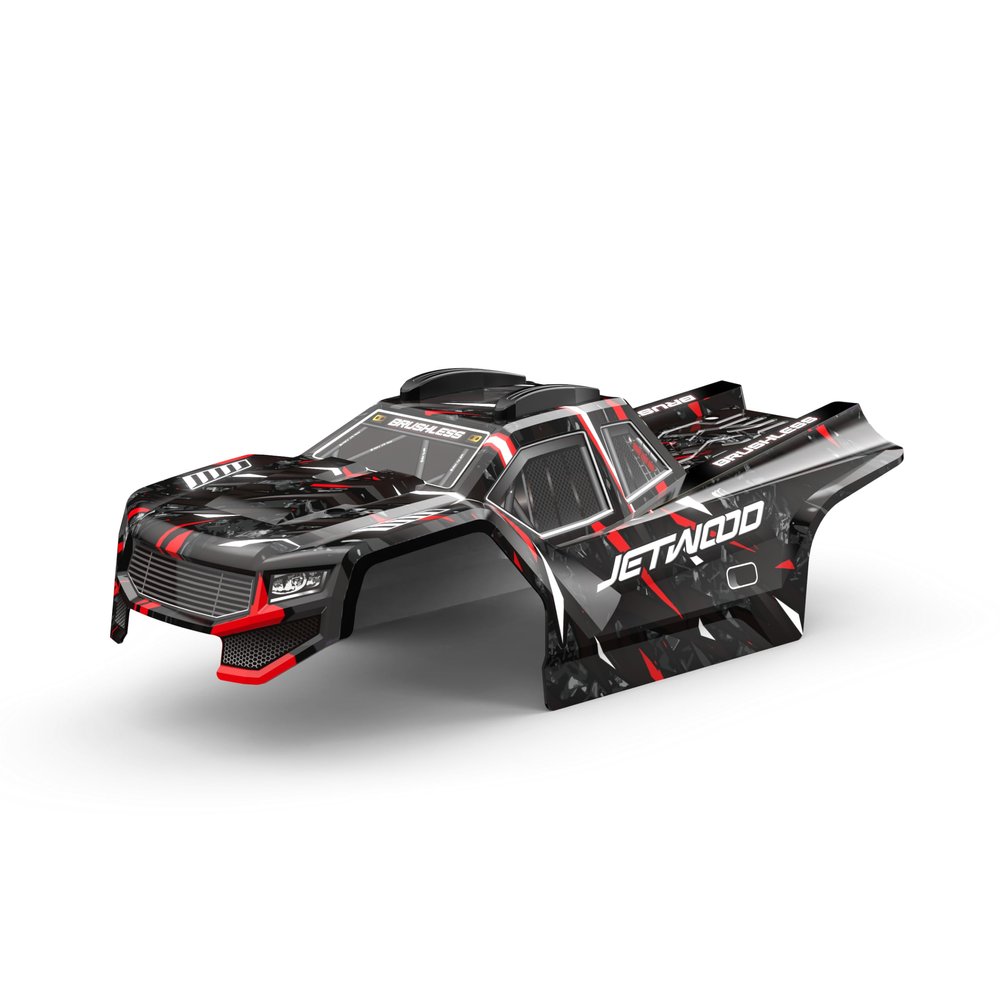 Jetwood RC Car JC14EP Car Shell with Braking Light for RC Truck (Red on Black)