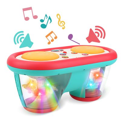 ROHSCE Baby Toys for 6 to 12 Months, Drum Musical Learning Infant Toys Rotating Light Up Toys for 12-18 Months, Tummy Time Toys for Baby 0-3-6-9 Months, Baby Gifts Toys 1 Year Old