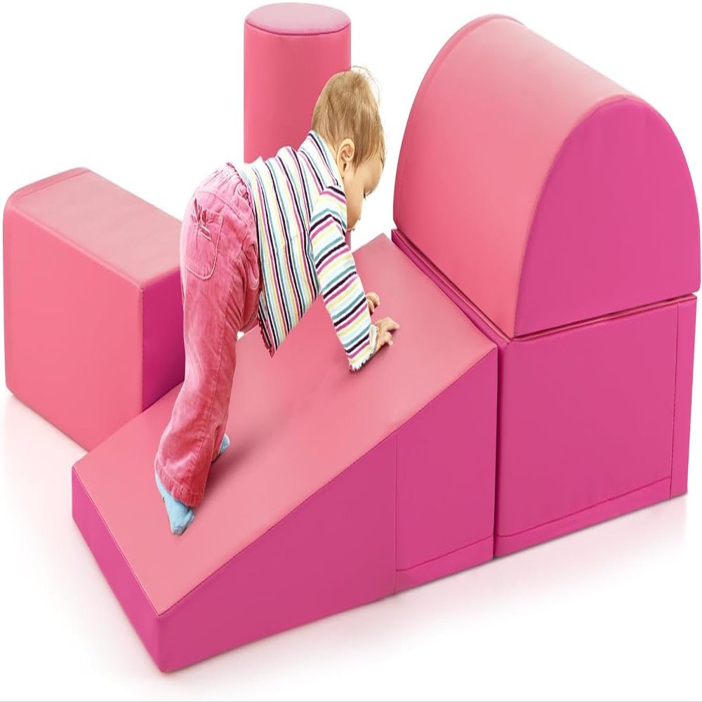 Costzon 5 Pieces Climbing Toys for Toddlers, Soft Foam Block Play Structures Infants Climbers for Child Development, Waterproof Kids Climbing Toys Indoor for Preschool Baby