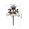 DEARMAMY Graduation Cake Toppers 2024: 5pcs Class Of 2024 Dessert Topper Grad Cap Cupcake Picks Inserts Cake Decoration for 2024 Graduation Party Supplies view 2