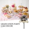 DEARMAMY Graduation Cake Toppers 2024: 5pcs Class Of 2024 Dessert Topper Grad Cap Cupcake Picks Inserts Cake Decoration for 2024 Graduation Party Supplies view 4