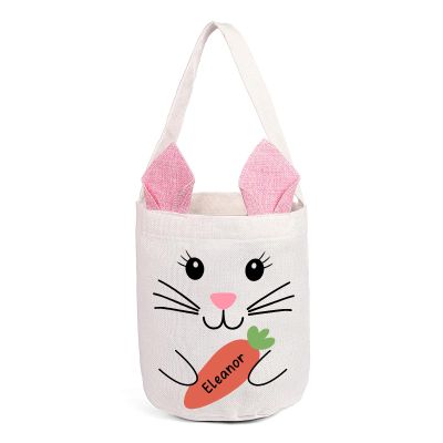 Amsgedhie Personalized Pink Easter Basket for Kids (18.5x7.87x0.2 inches, Cotton, Unisex, No Warranty)