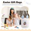 Amsgedhie Blue Personalized Easter Basket for Kids - Custom Bunny Bag - Handbag, Unisex, 18.5x7.87x0.2 inches view 2