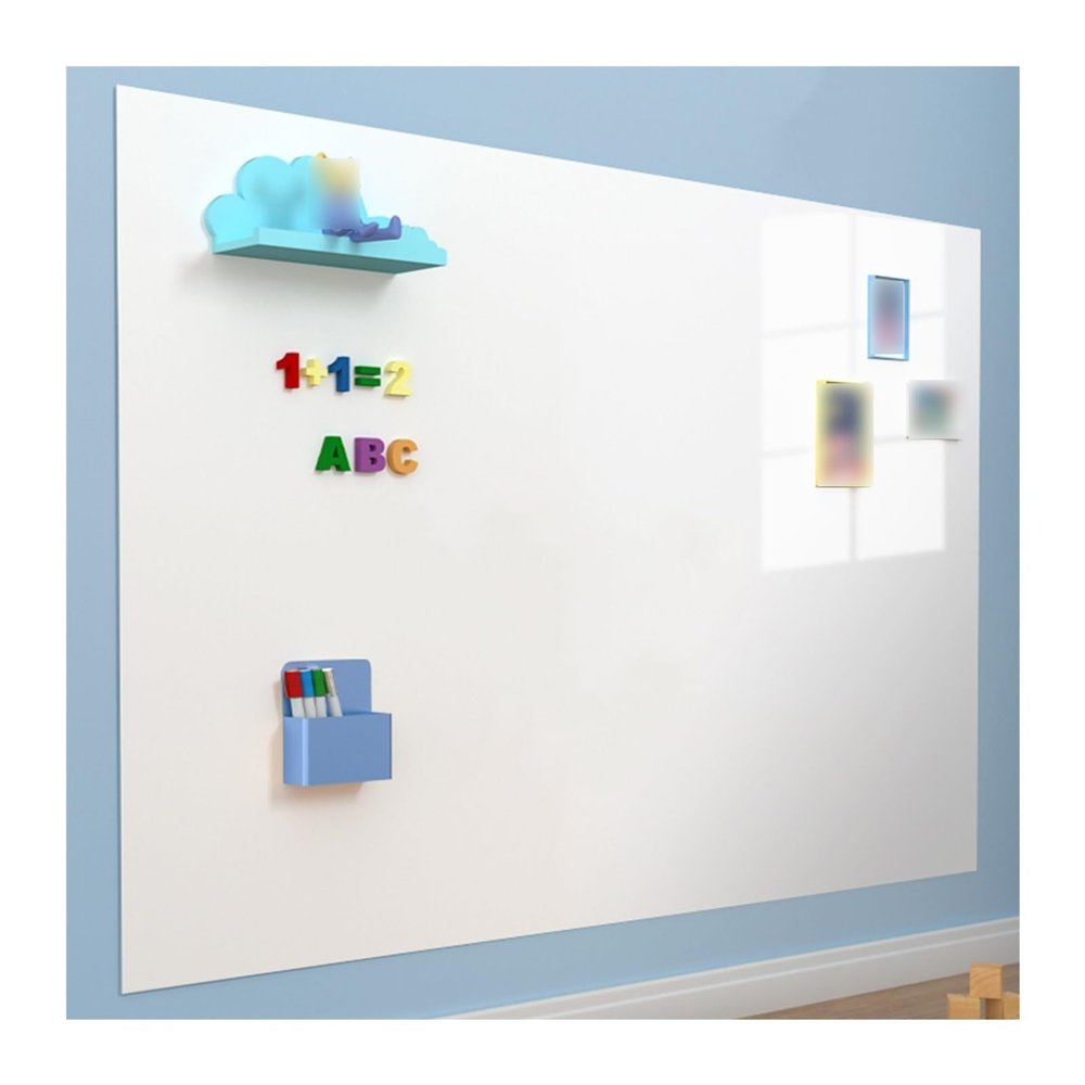 Magnetic Whiteboard Paper, DIY Erasable Vinyl Wallpaper Roll Wall Sticker, Self-Adhesive Dry Erase Boards, Home Office School Playroom Static Message Board, Chalkboards ( Color : White , Size : 19.69x