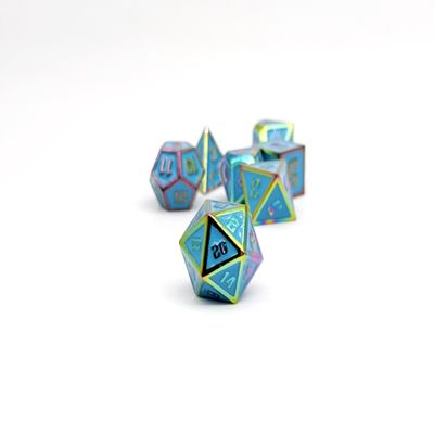 Voidwalker Gravestones by Norse Foundry - Zinc Alloy 14mm Polyhedral Solid Dice with Teal Enamel Infusion - Compatible TTRPG DND RPG Table Games