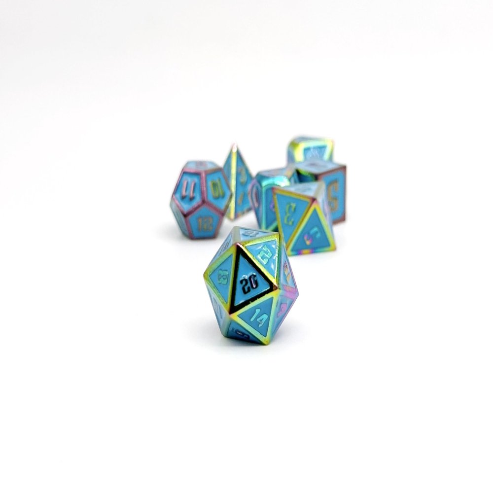 Voidwalker Gravestones by Norse Foundry - Zinc Alloy 14mm Polyhedral Solid Dice with Teal Enamel Infusion - Compatible TTRPG DND RPG Table Games