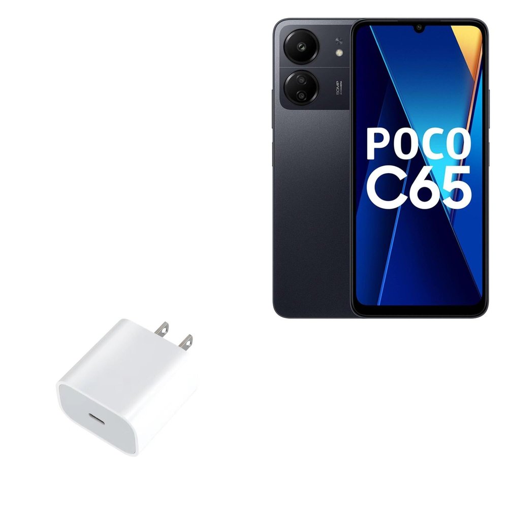 BoxWave Charger Compatible with Poco C65 - PD GAN miniCube (30W), 30W Tiny PD GAN Type-C Wall Charger - Winter White