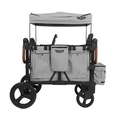 Keenz VYOO Stroller Wagon with Canopy - Foldable Design for Easy Storage, 5 Seating Positions for Kids, Enhanced Child Safety, All-Terrain Mobility, 2-Passengers, Grey