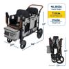 Keenz VYOO Stroller Wagon with Canopy - Foldable Design for Easy Storage, 5 Seating Positions for Kids, Enhanced Child Safety, All-Terrain Mobility, 2-Passengers, Grey view 3