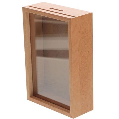 ABOOFAN Piggy Bank Picture Frame Money Bank Decorative Acrylic Shadow Box Coin Saving Box for Kids and Adults Compact Money Keeper for Home Office Bedroom Display
