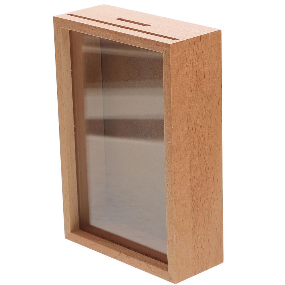 ABOOFAN Piggy Bank Picture Frame Money Bank Decorative Acrylic Shadow Box Coin Saving Box for Kids and Adults Compact Money Keeper for Home Office Bedroom Display