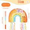 WERNNSAI Rainbow Pinata - Rainbow Pull String Pinata with Bundle with Blindfold and Bat for Girls Kids Piata Boho Theme Birthday Party Decoration Game for Baby Shower Carnival Summer Party Supplies view 3
