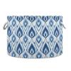 Abstract Blue White Geometric Pattern Toys Storage Bin with Cotton Rope Large Capacity Clothes Storage Baskets Laundry Hamper Holiday Ornament Box Organizer for Bedroom Bathroom Nursery view 1