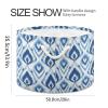 Abstract Blue White Geometric Pattern Toys Storage Bin with Cotton Rope Large Capacity Clothes Storage Baskets Laundry Hamper Holiday Ornament Box Organizer for Bedroom Bathroom Nursery view 2