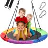 40 Inch Saucer Tree Swing for Kids, Outdoor Round Swing with Hanging Straps & Adjustable Ropes, Easy Assembly view 1