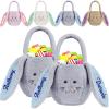 Personalized Bunny Easter Basket for Boys Girls Custom Name Plush Easter Egg Bag with Handle Customized Candy Bucket Gift for Easter view 1