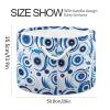 Abstract Blue Eyes Pattern Toys Storage Bin with Cotton Rope Large Capacity Clothes Storage Baskets Laundry Hamper Holiday Ornament Box Organizer for Bedroom Bathroom Nursery view 2