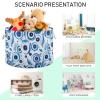 Abstract Blue Eyes Pattern Toys Storage Bin with Cotton Rope Large Capacity Clothes Storage Baskets Laundry Hamper Holiday Ornament Box Organizer for Bedroom Bathroom Nursery view 4