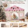 besrey Kids Tent, Kids Play Tent 2 in 1 with Padded Mat and Lights, Large Playhouse with 2 Doors & 4 Windows, Indoor & Outdoor, Christmas Toddler Playhouse, 51" x35" x 51" (Pink) view 2