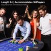 RAYKEEP 10 Player Poker Table Foldable, 84" Folding Blackjack Texas Holdem Table, Portable Casino Leisure Card Board Game Table with Cup Holders and Padded Rails for Game Room (Black) view 2