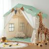 besrey Kids Tent, Kids Play Tent 2 in 1 with Padded Mat and Lights, Large Playhouse with 2 Doors & 4 Windows, Indoor & Outdoor, Christmas Toddler Playhouse, 51" x35" x 51" (Green) view 1