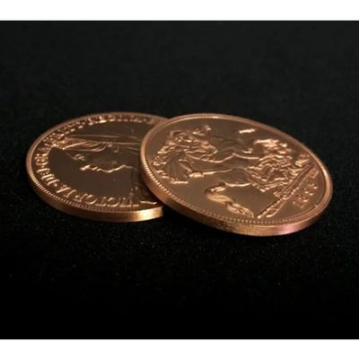 blue-ther Queen Victoria Ancient Coin (Red Bronze) Gimmick Close up Magic Props Stage Magician magia Coin Magic Tricks Illusion