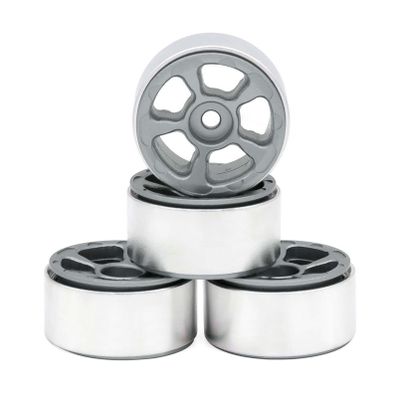 LAEFINA 4PCS 1.0 inch Micro Beadlock Metal Alloy Wheels Rims for 1/18 TRX4M 1/24 RC Crawler Car SCX24 FMS FCX24 Upgrade Parts (C, Grey)