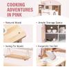 ROBUD Play Kitchen for Kids Toddlers, Wooden Play Kitchen with Realistic Accessories, Toy Kitchen Set with Plenty of Play Features, Modern Style Toy Kitchen for Girls & Boys, Gift for Ages 3+, Pink view 3