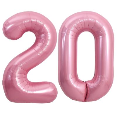 TONIFUL 40 Inch Large Light Pink Number 20 Balloons Giant Digital 20 Helium Balloons, Pink Foil Mylar Big Number Balloons for 20th Birthday Party 20th niversary Supplies Decorations