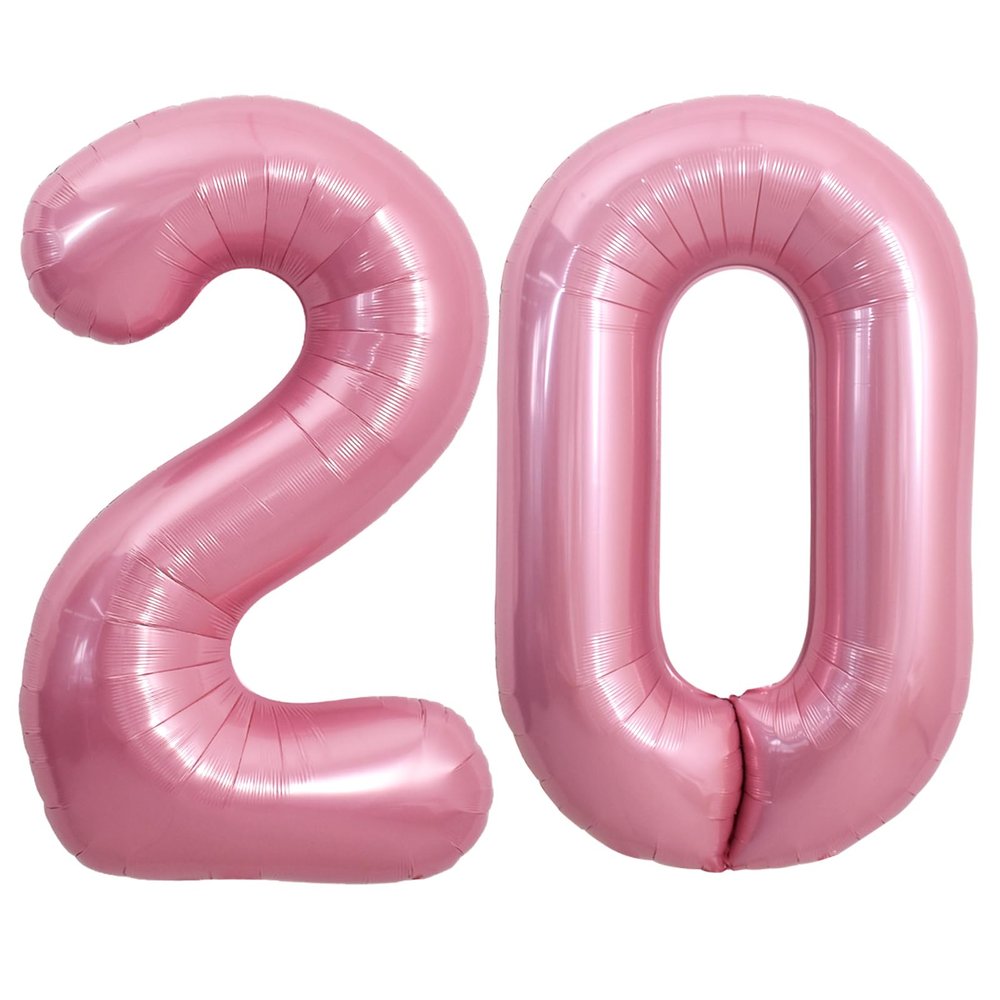 TONIFUL 40 Inch Large Light Pink Number 20 Balloons Giant Digital 20 Helium Balloons, Pink Foil Mylar Big Number Balloons for 20th Birthday Party 20th niversary Supplies Decorations
