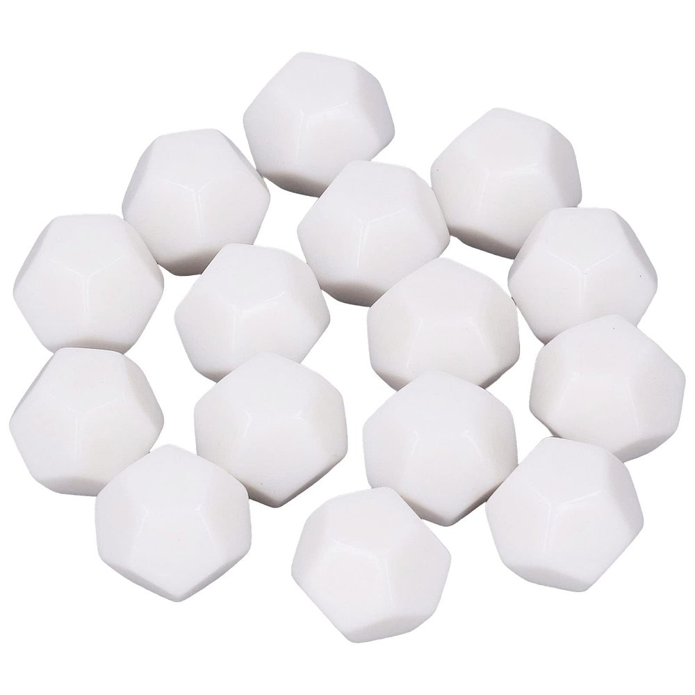 30PCS 22mm Dice, 12 Sided Dice Plastic Write On Teaching Dice Cubes Polyhedral Dice Kit DIY Dice for Board Games for Math Counting Teaching, Party Favor, Fun