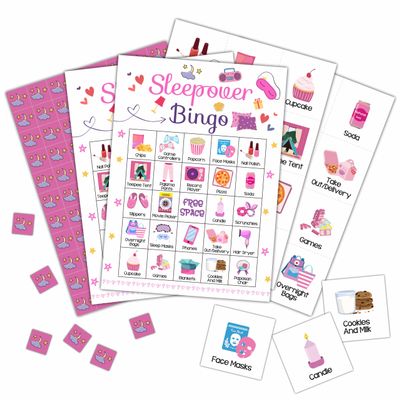 Foosproea Sleepover Bingo Cards, Pajama Party Game for 24 Players, Slumber Party/Bridal Shower Games for Friends Besties, Women Birthday Party Favors Supplies Decorations(34)