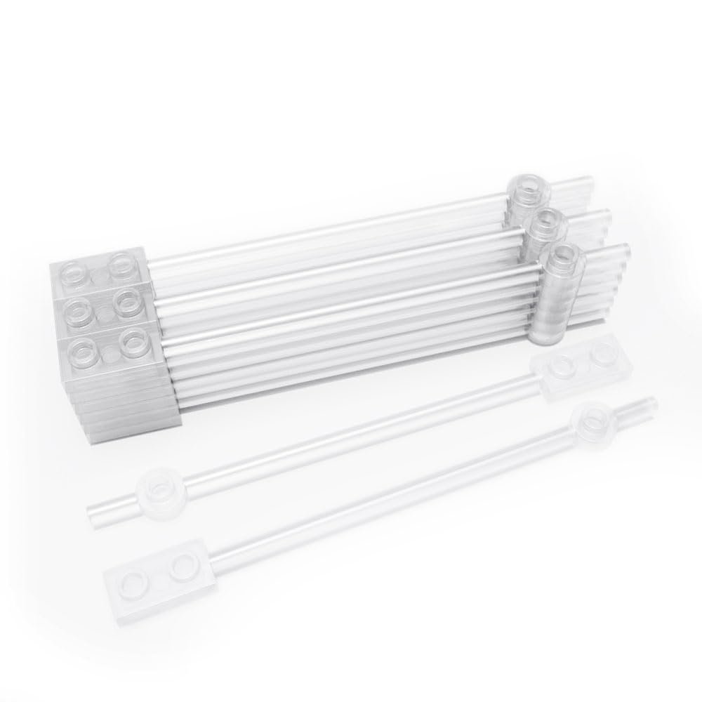 20PCS Bar 1x12 with 1x2 Plate End with Hollow Studs and 1x1 Round Plate End