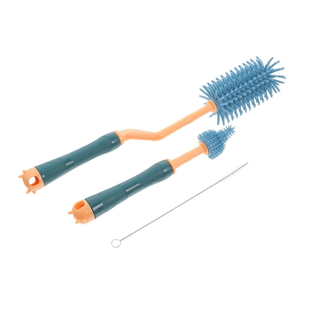 1set Portable Bottle Brush Set for Silicone Cleaning Kit Rotating Straw and Nipple Brushes Multi-Functional Household Tool for Care