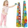 beeqoo 10 Pcs Nesting and Stacking Blocks for Toddlers 1-3 - Cardboard Stacking Cubes with ABC & Numbers - Montessori Educational Learning Toy - Sturdy Toddler Tower Building Set for Kids view 1