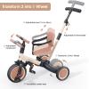 newyoo Toddler Tricycle with Push Handle for 1-3 Year Old, Toddler Bike, Birthday Gift and Toy for Boys and Girls, 5 in 1 Kids Trike, Balance Bike with Backrest and Safety Belt, Khaki, TR007 view 3