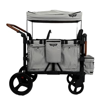 Keenz VYOO Stroller Wagon with Canopy - Foldable Design for Easy Storage, 5 Seating Positions for Kids, Enhanced Child Safety, All-Terrain Mobility, 4-Passangers, Grey