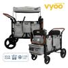 Keenz VYOO Stroller Wagon with Canopy - Foldable Design for Easy Storage, 5 Seating Positions for Kids, Enhanced Child Safety, All-Terrain Mobility, 4-Passangers, Grey view 2