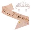9th girls Birthday Sash and Tiara Set Rose Gold Birthday Sash Crown Birthday Party Favors Supplies for girls Party view 1