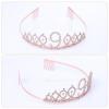 9th girls Birthday Sash and Tiara Set Rose Gold Birthday Sash Crown Birthday Party Favors Supplies for girls Party view 4