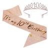 10th girls Birthday Sash and Tiara Set Rose Gold Birthday Sash Crown Party Favors Supplies for girls Party view 1
