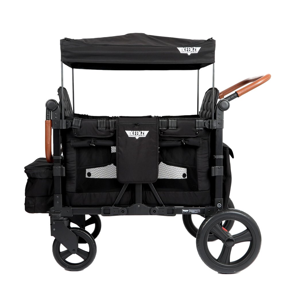 Keenz VYOO Stroller Wagon with Canopy - Foldable Design for Easy Storage, 5 Seating Positions for Kids, Enhanced Child Safety, All-Terrain Mobility, 4-Passangers, Black