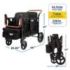 Keenz VYOO Stroller Wagon with Canopy - Foldable Design for Easy Storage, 5 Seating Positions for Kids, Enhanced Child Safety, All-Terrain Mobility, 4-Passangers, Black view 3