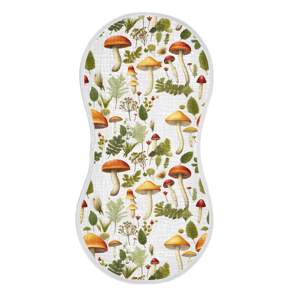 AMmao Herb Plant Mushroom Pattern Burp Cloths 1 Pack Muslin Burping Cloth Cotton Burp Towel Soft Absorbent Baby Burp Cloths for Boys Girls Newborn 22 x 11 in