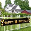 18th Birthday Decorations for Boys Girls - 10ft Black Gold 18th Party Decorations - Durable Yard Fence Wall Sign & Photo Booth Backdrop - Happy 18th Birthday Banner (118" x 20") view 3