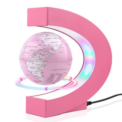 RTOSY Multi-color Changing Self-rotating Magnetic Levitating Globe, Desktop Decorative Globe, Great Gifts for Ladies, Mothers, Wives, Girlfriends (Pink)