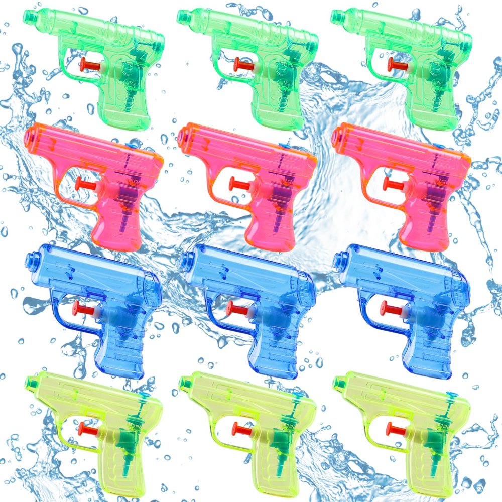 CCINEE 12 Pack Mini Water Guns Squirt Gun Toy, Water Squirter Swimming Pool Party Favors Small Water Shooter Plastic Blasters for Kids Teens Adults Summer Outdoor Games Birthday Party, 4 Colors