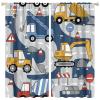 Construction Truck Blackout Window CurtainsHand Drawn Cartoon Construction Trucks and Bulldozers for Baby Boys Bedroom Nursery Children Drapes 2 Panels 63x63in view 1